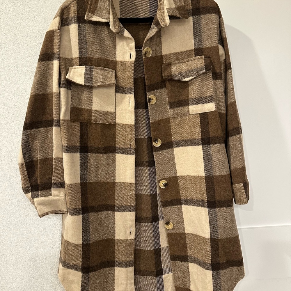 Plaid Button-Up Jacket